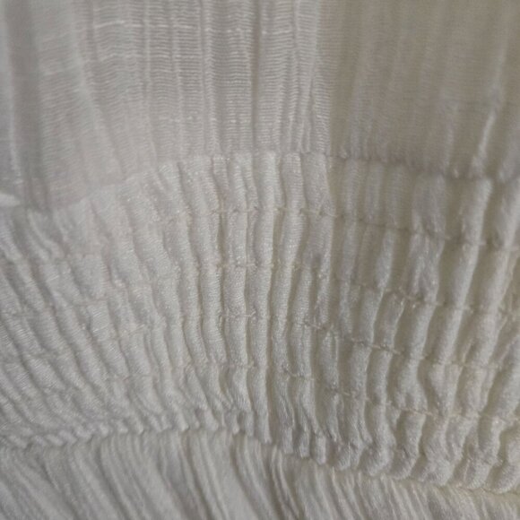 Umgee White Floral Embroidered Smocked Waist Midi Dress Slit Side Size M - Picture 7 of 9